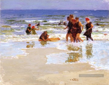 Potthast Tableau - Au bord de la mer Impressionniste plage Edward Henry Potthast